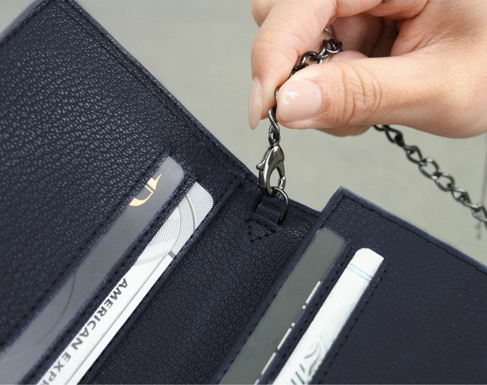 Carina Wallet v2 - Navy Blue Convertible Leather Wallet Bag
