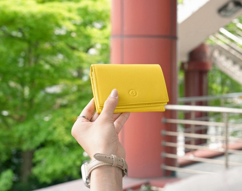Carina Wallet v2 - Lemon Yellow Convertible Leather Wallet Bag