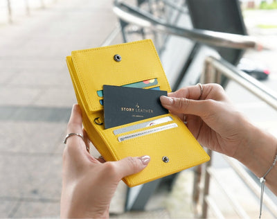 Carina Wallet v2 - Lemon Yellow Convertible Leather Wallet Bag