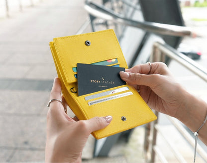 Carina Wallet v2 - Lemon Yellow Convertible Leather Wallet Bag