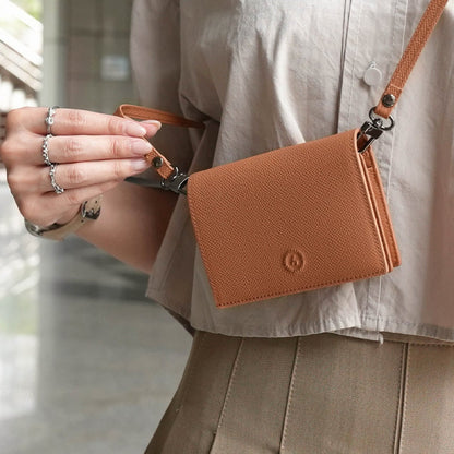 Carina Wallet v2 - Caramel Brown Convertible Leather Wallet Bag