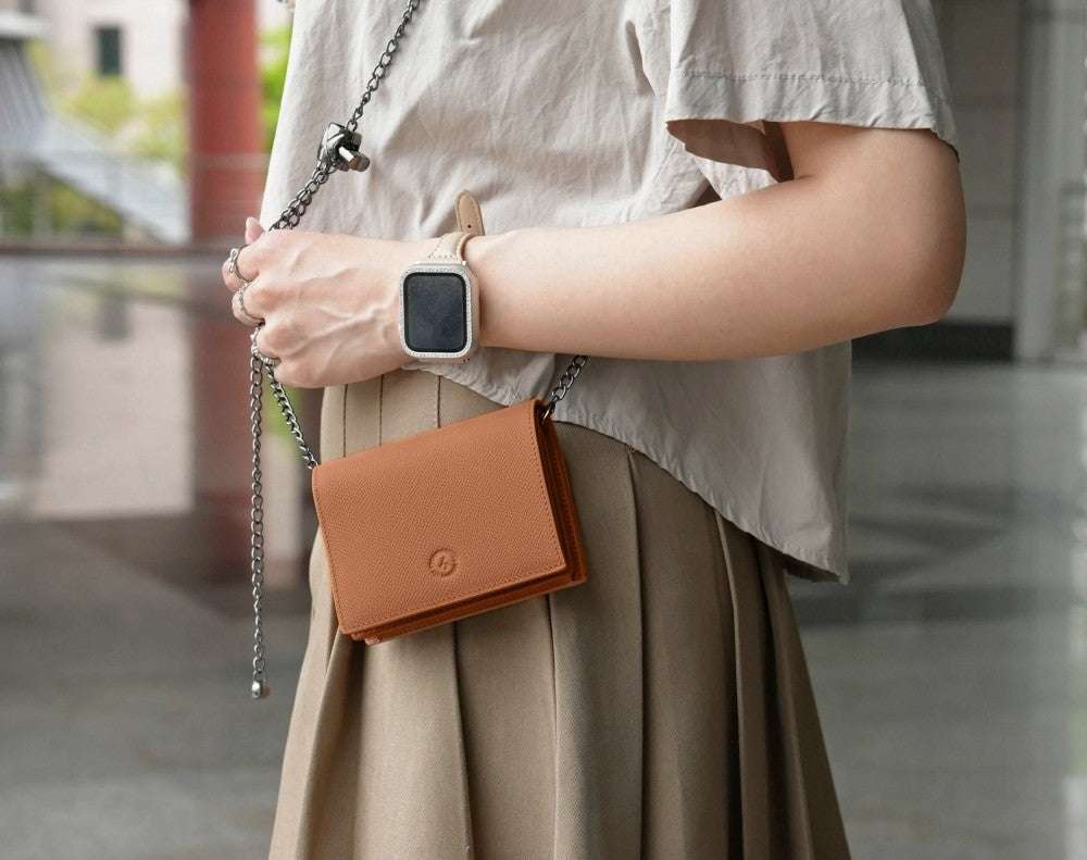 Carina Wallet v2 - Caramel Brown Convertible Leather Wallet Bag
