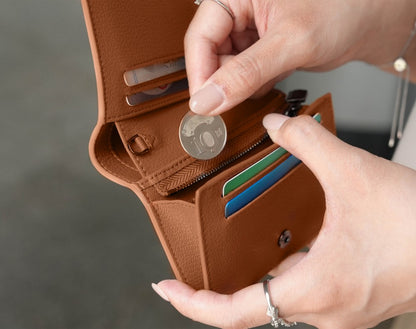 Carina Wallet v2 - Caramel Brown Convertible Leather Wallet Bag