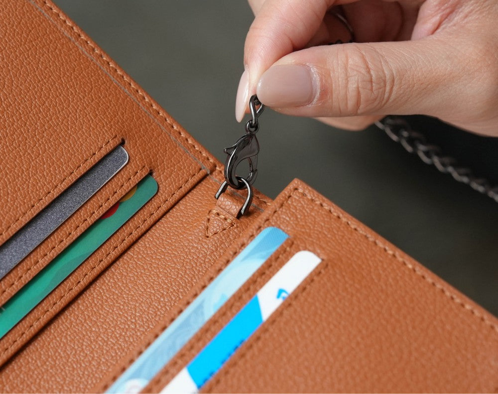 Carina Wallet v2 - Caramel Brown Convertible Leather Wallet Bag