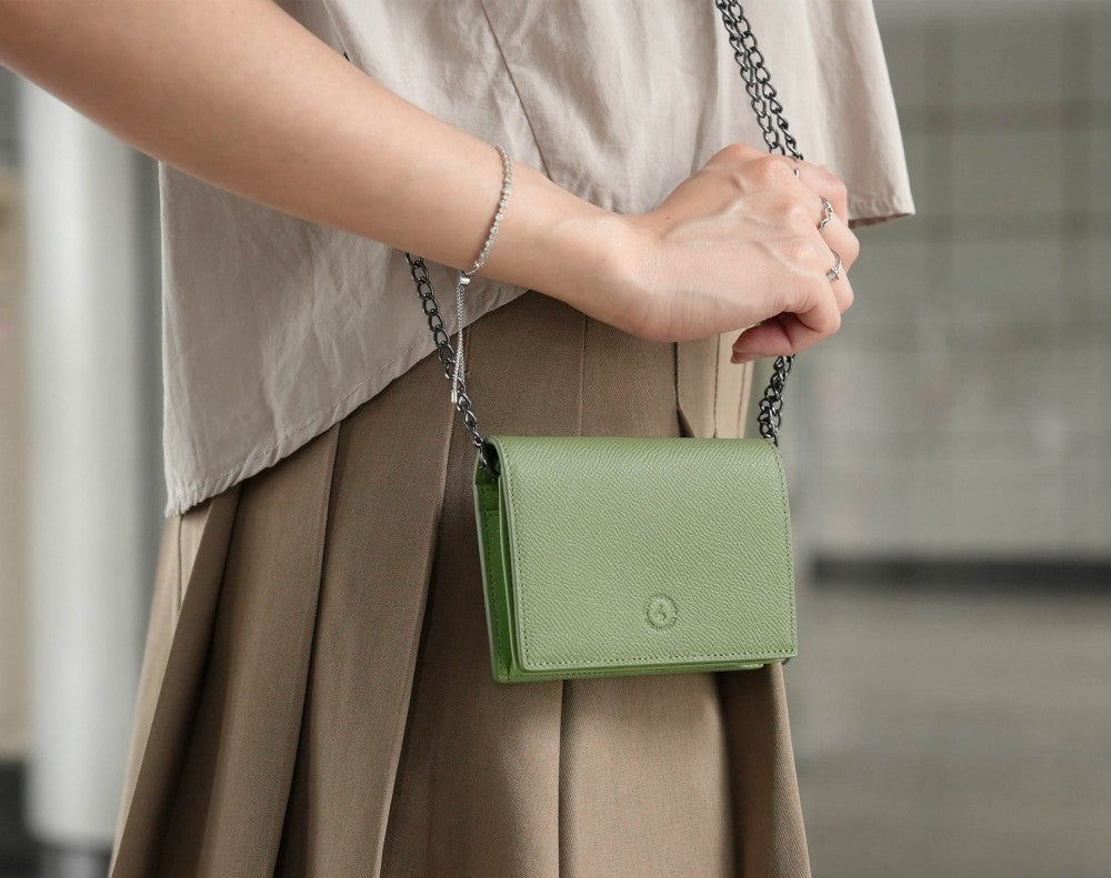 Carina Wallet v2 - Matcha Green Convertible Leather Wallet Bag