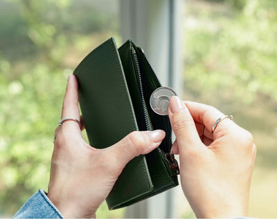 Featherly Passport Wallet - Green Cross-Hatch Texture