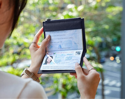 Featherly Passport Wallet - Blue Cross-Hatch Texture