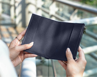 Featherly Passport Wallet - Blue Cross-Hatch Texture