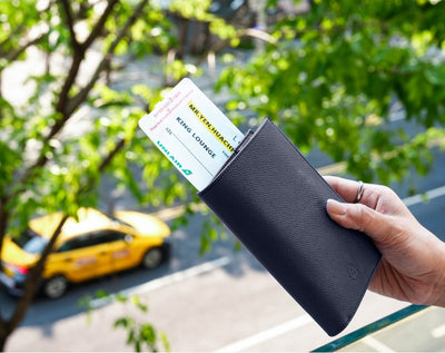 Featherly Passport Wallet - Blue Cross-Hatch Texture