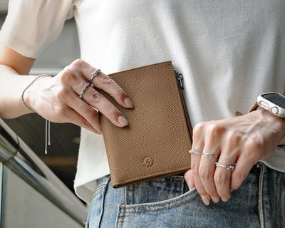Featherly Passport Wallet - Brown Cross-Hatch Texture