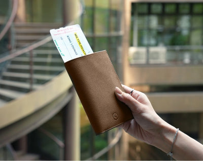 Featherly Passport Wallet - Brown Cross-Hatch Texture