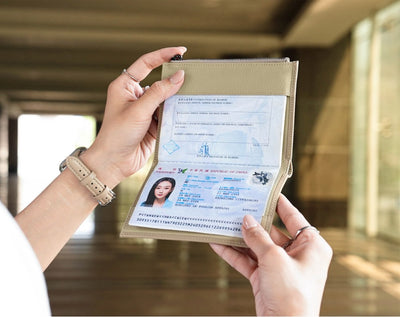 Featherly Passport Wallet - Khaki Cross-Hatch Texture