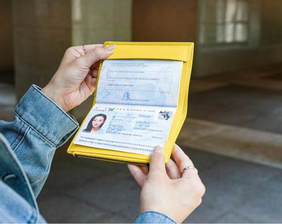 Featherly Passport Wallet - Yellow Cross-Hatch Texture