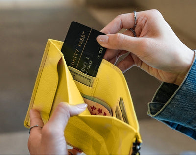 Featherly Passport Wallet - Yellow Cross-Hatch Texture