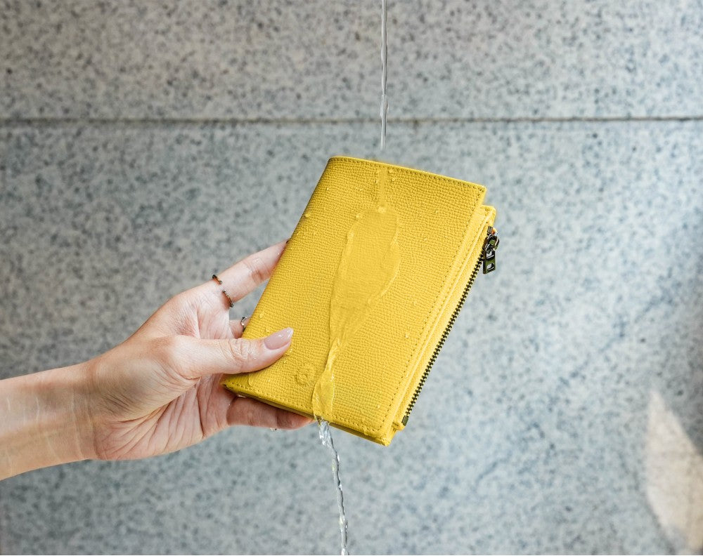 Featherly Passport Wallet - Yellow Cross-Hatch Texture