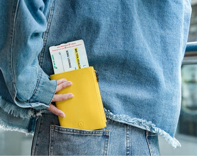 Featherly Passport Wallet - Yellow Cross-Hatch Texture