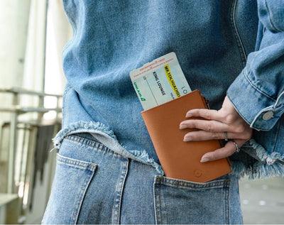 Featherly Passport Wallet - Caramel Cross-Hatch Texture