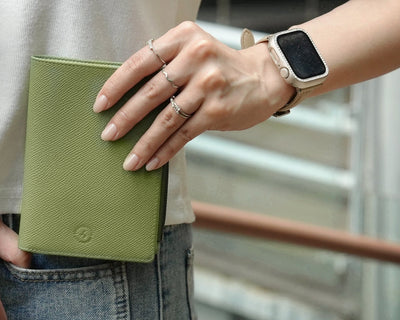Featherly Passport Wallet - Matcha Cross-Hatch Texture