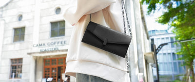 Carina XL v2 Crossbody Clutch - Italian Cross-Hatch in Black