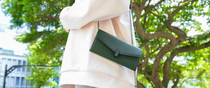Carina XL v2 Crossbody Clutch - Italian Cross-Hatch in Olive Green