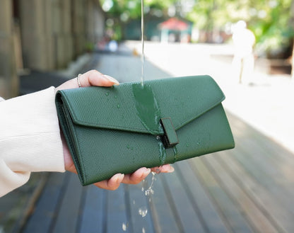 Carina XL v2 Crossbody Clutch - Italian Cross-Hatch in Olive Green