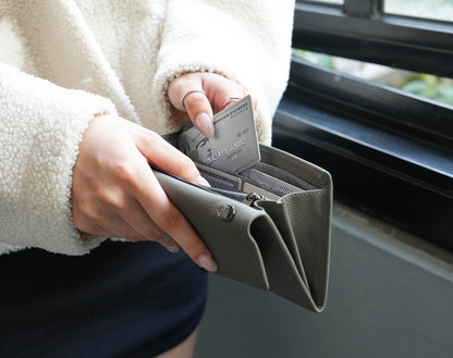 Carina XL v2 Crossbody Clutch - Italian Cross-Hatch in Metal Gray