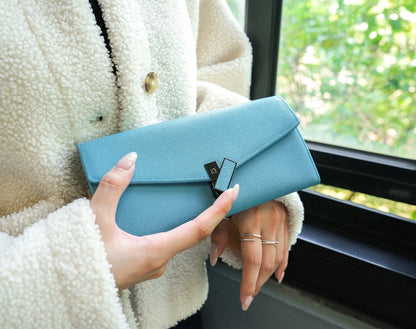 Carina XL v2 Crossbody Clutch - Italian Cross-Hatch in Teal