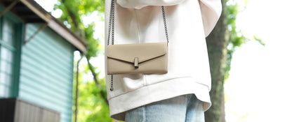 Carina XL v2 Crossbody Clutch - Italian Cross-Hatch in Khaki