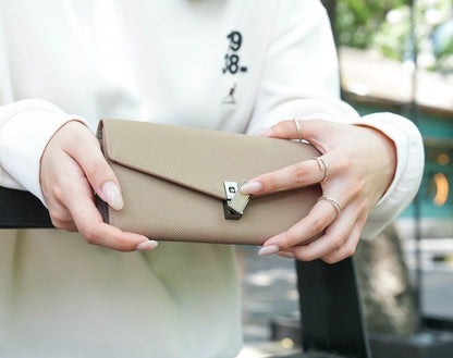 Carina XL v2 Crossbody Clutch - Italian Cross-Hatch in Khaki
