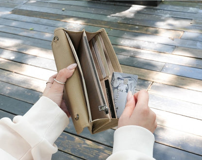 Carina XL v2 Crossbody Clutch - Italian Cross-Hatch in Khaki