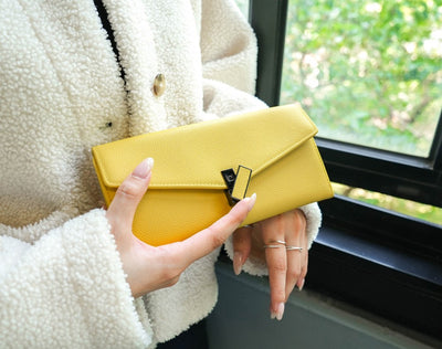 Carina XL v2 Crossbody Clutch - Italian Cross-Hatch in Yellow
