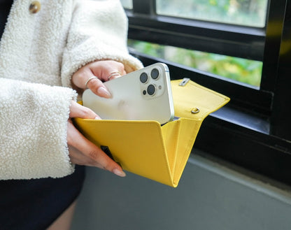 Carina XL v2 Crossbody Clutch - Italian Cross-Hatch in Yellow