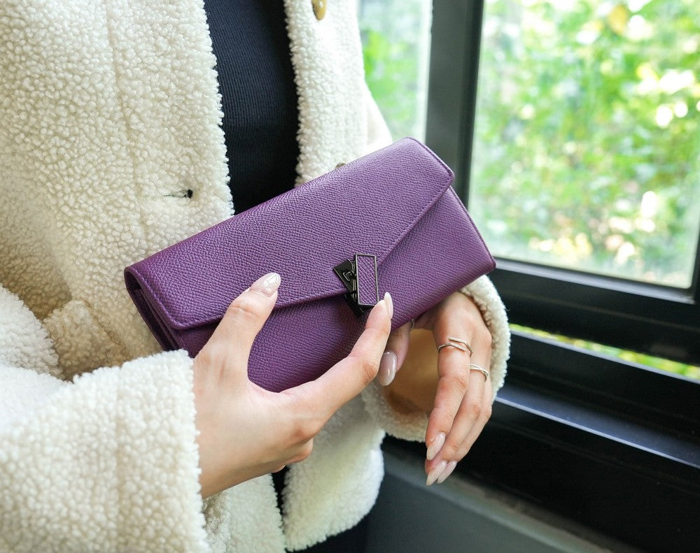 Carina XL v2 Crossbody Clutch - Italian Cross-Hatch in Purple