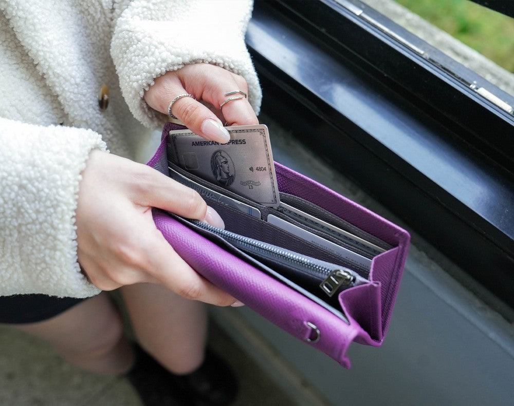 Carina XL v2 Crossbody Clutch - Italian Cross-Hatch in Purple