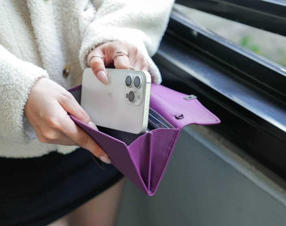 Carina XL v2 Crossbody Clutch - Italian Cross-Hatch in Purple