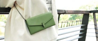 Carina XL v2 Crossbody Clutch - Italian Cross-Hatch in Matcha