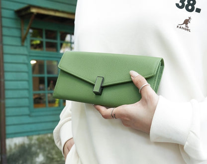 Carina XL v2 Crossbody Clutch - Italian Cross-Hatch in Matcha