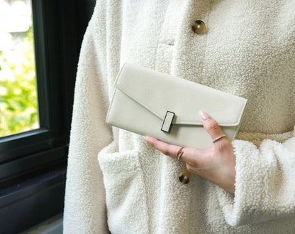 Carina XL v2 Crossbody Clutch - Italian Cross-Hatch in Creme White