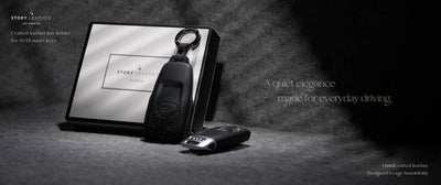 Black Leather Key Cover for Audi Smart Key (Style T3)