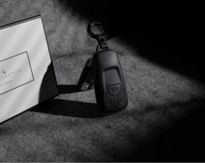 Black Leather Key Cover for Audi Smart Key (Style T3)