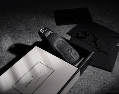 Black Leather Key Cover for Audi Smart Key (Style T3)