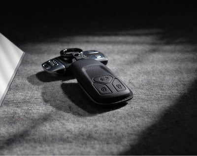 Black Leather Key Cover for Audi Smart Key (Style T3)