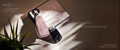 Pink Leather Key Cover for Audi Smart Key (Style T3)