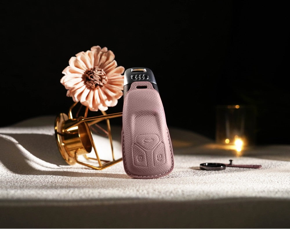 Pink Leather Key Cover for Audi Smart Key (Style T3)