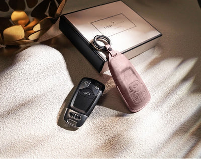 Pink Leather Key Cover for Audi Smart Key (Style T3)