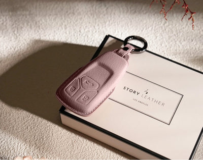 Pink Leather Key Cover for Audi Smart Key (Style T3)