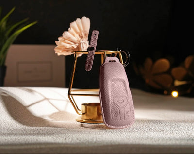 Pink Leather Key Cover for Audi Smart Key (Style T3)