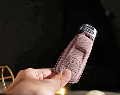 Pink Leather Key Cover for Audi Smart Key (Style T3)