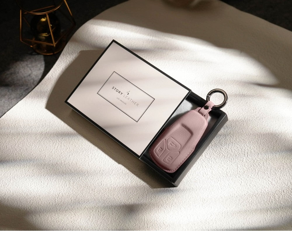 Pink Leather Key Cover for Audi Smart Key (Style T3)