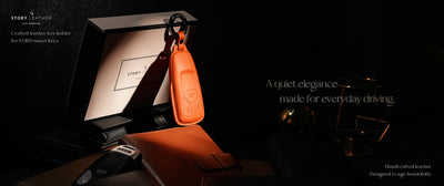 Orange Leather Key Cover for Audi Smart Key (Style T3)